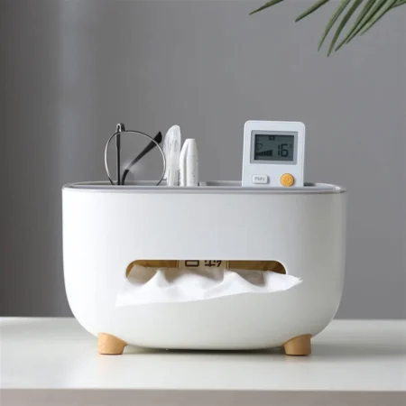 Multifunctional Tissue Box Holder / Comfortable Plastic remote control storage and organization box for Living Room Home Decor