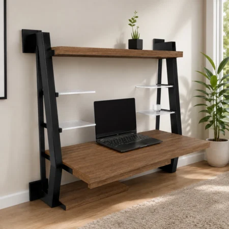 Wall Mounted Floating Desk with Shelves