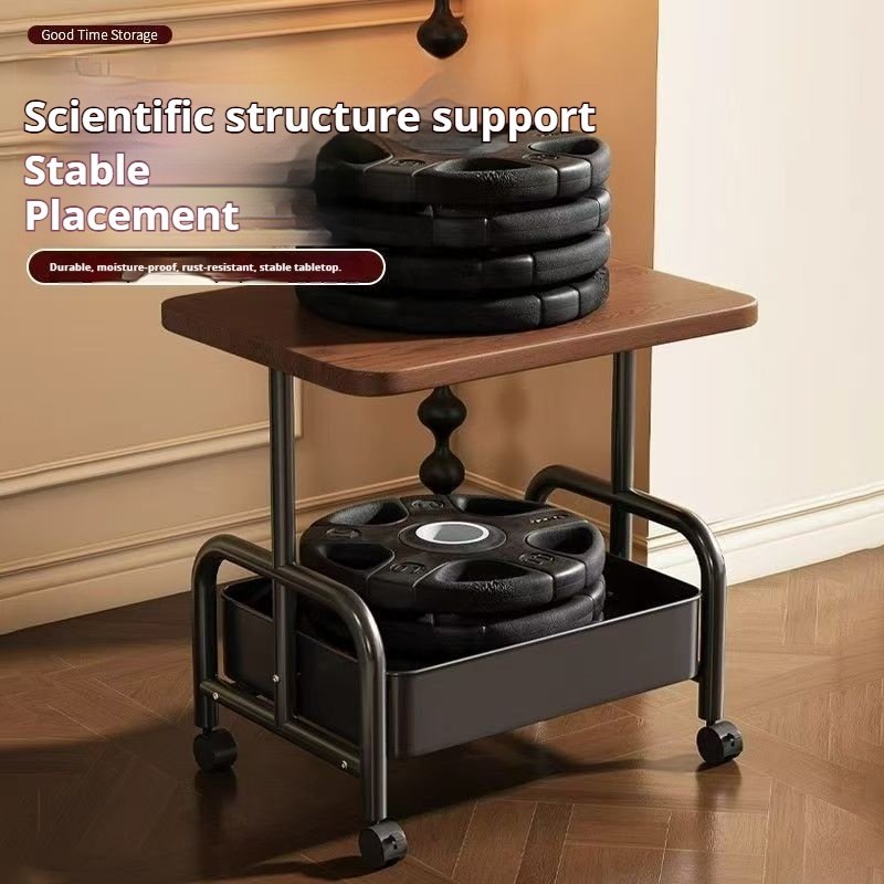 2 Tier Lightweight Sofa Side Table With Wheels & Storage Basket, Movable Storage Organizer Coffee Table For Office, Bedroom