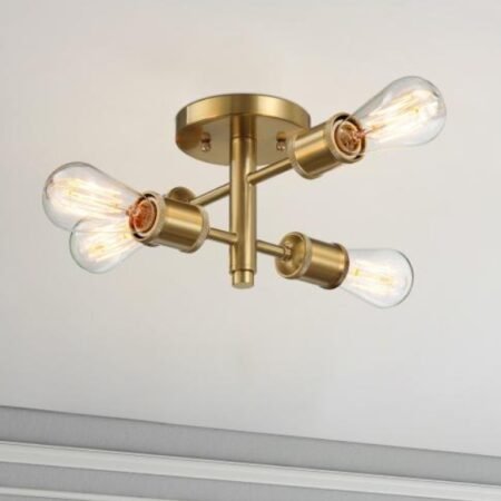 Ephemeral Four Lights Semi Flush Mount Retro Hallway Kitchen Bedroom Living Room Ceiling Pendant 11 W X 6.5 H