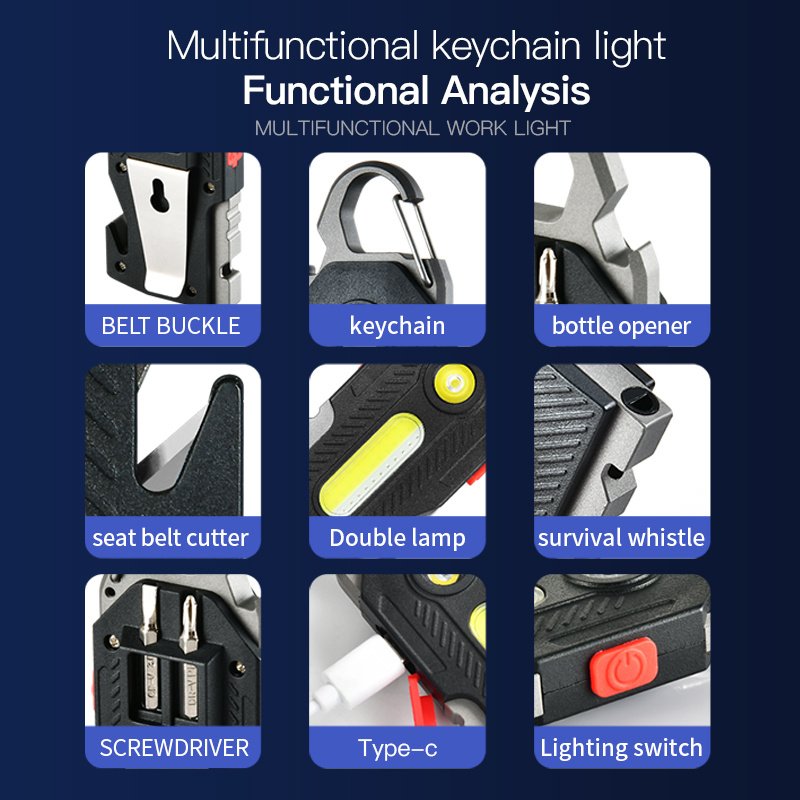COB LED Keychain Work Light (Rechargeable Emergency Lamp)