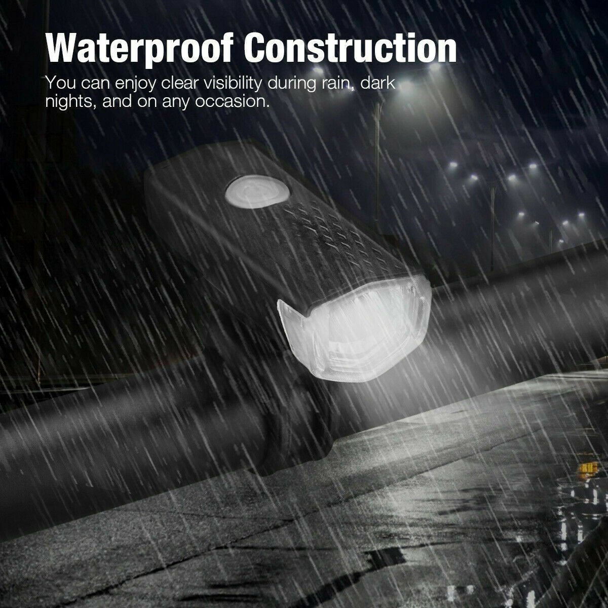 USB Rechargeable LED Bike Headlight (Front & Rear, Rainproof)