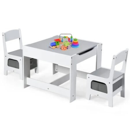 2-in-1 Kids Activity Table & Chair Set (Whiteboard & Chalkboard)