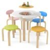 Flower-Shaped Toddler Table Chair Set, Safe Wooden Furniture For Play & Study