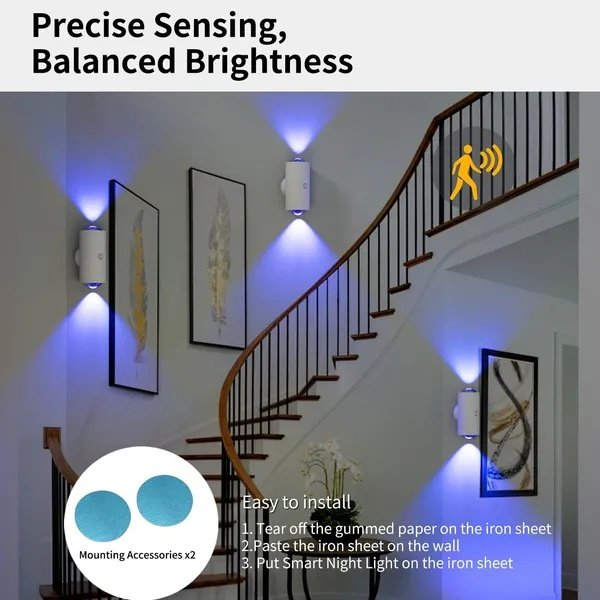 Motion Sensor LED Night Light (USB-C, Magnetic, 2-Pack)