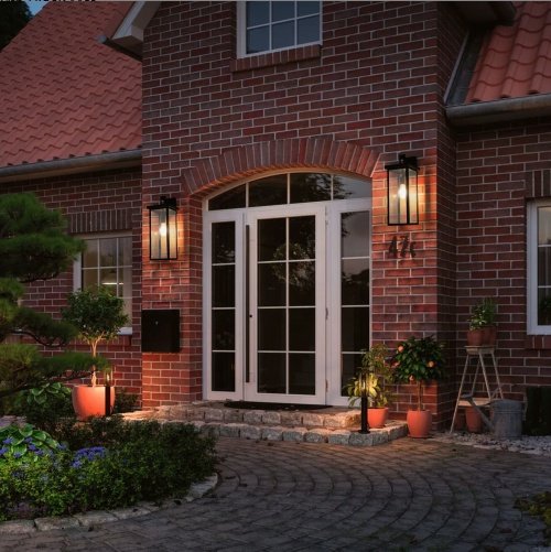 20in Outdoor Wall Lantern Set of 2 (Black, Weatherproof)