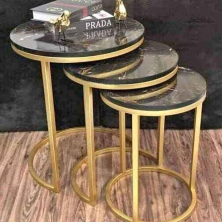 Compact Nesting Table Set (3 Pieces) Space Saving Modern Living Room Tables