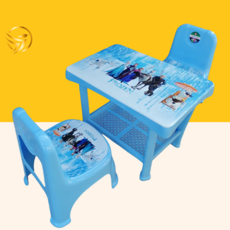 Kids Table Set with 2 Chairs – Plastic Study, Learning, Playing & Dining Table for Children