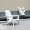 Folding Adirondack Chair (White, Dual Cup Holders, Wood Texture)