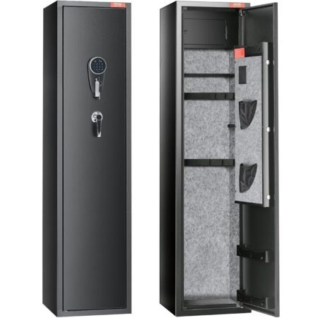 7-8 Rifles Gun Safe, Rifle Safe With Digital Keypad & Lock, Gun Storage Cabinet With Built-in Storage Locker, Removable Storage Shelf For Home Long Gun And Pistols