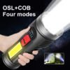 LED Flashlight Torch Rechargeable Work Light Built-in Battery