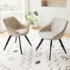 Set of 2 Modern Dining Chairs White Black Metal Legs