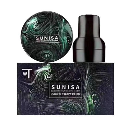 SUNISA 3-in-1 Air Cushion CC & BB Cream | Waterproof Moisturizing Foundation with Sponge