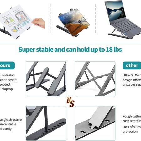 Plastic Foldable & Portable Laptop Stand | Lightweight Adjustable Laptop Holder | High-Quality ABS