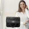 Luxury Women’s Shoulder Bag in Charcoal Black Faux Leather for Casual, Work, and Formal Use