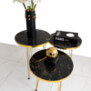 3-Piece Black Marble Nesting Side Table Set