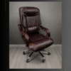 Luxury Executive Office Chair with Wooden Arms | Premium Leather Boss Chair | Brown