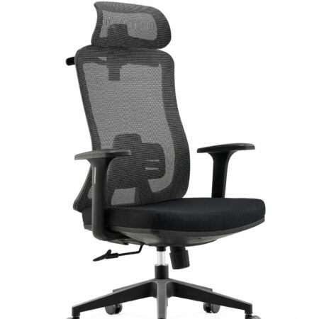 Imported Ergonomic Mesh Executive Office Chair with Adjustable Headrest Black