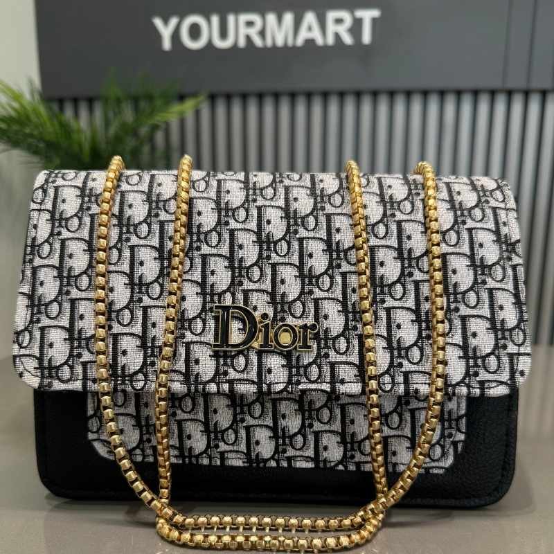 Black | Dior Oblique Canvas & Leather Flap Clutch | Luxury Designer Handbag for Women