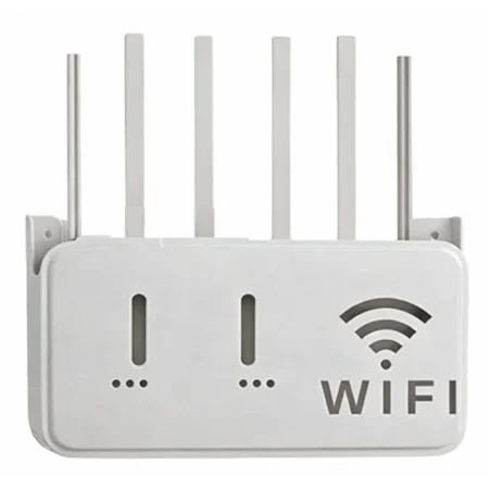 Light Gray WiFi Router Storage Box & Wall Mount Shelf Universal Cable Organizer | Space-Saving Holder for Modem, Set-Top Box & Smart Devices | Home & Office Use
