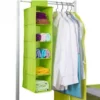 5 Shelf Clothes Hanging Organizer | Foldable Wardrobe Section Storage | Durable Fabric & Plastic