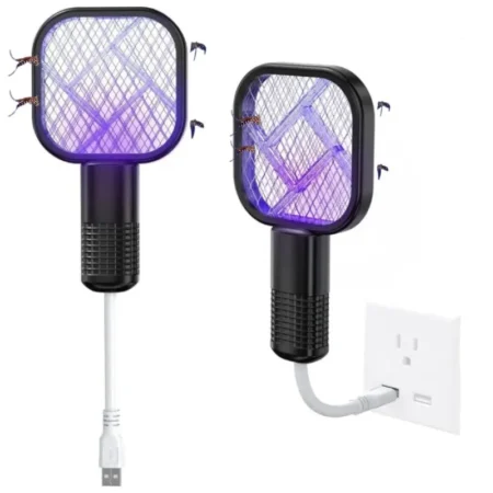 Portable Mini Mosquito Swatter   | USB Rechargeable Electric Bug Zapper with LED Night Light | Random color