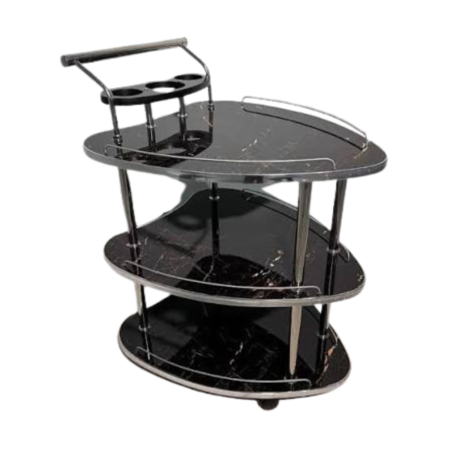 3-Tier Marble Top Bar Serving Trolley