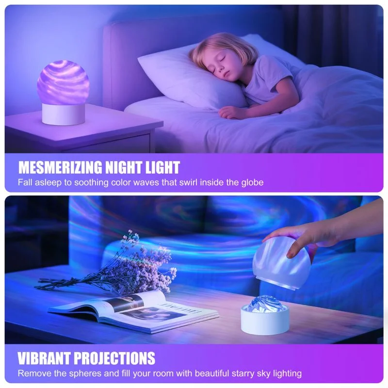 2-in-1 Ocean Wave Projector Light & Northern Aurora Lamp | 16 Colors RGB Night Light Projector | Bedroom Mood Lamp