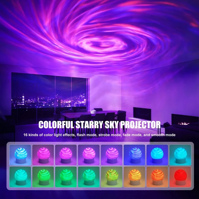 2-in-1 Ocean Wave Projector Light & Northern Aurora Lamp | 16 Colors RGB Night Light Projector | Bedroom Mood Lamp