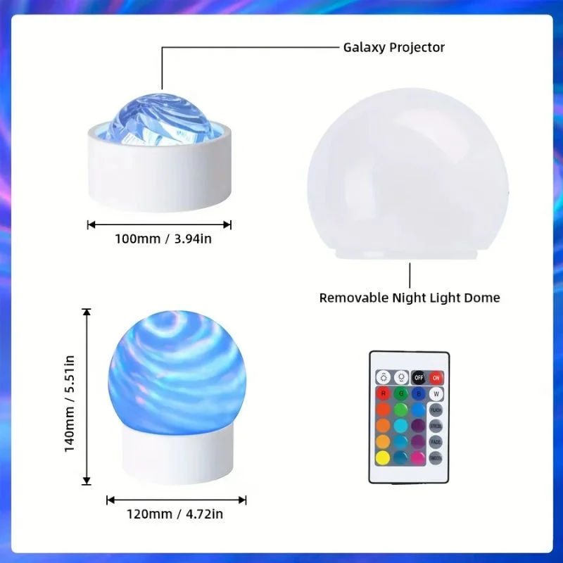2-in-1 Ocean Wave Projector Light & Northern Aurora Lamp | 16 Colors RGB Night Light Projector | Bedroom Mood Lamp