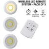 Pack of 3 LED Remote Control Tap Lights  | Self-Adhesive Cabinet, Wardrobe & Kitchen Lights