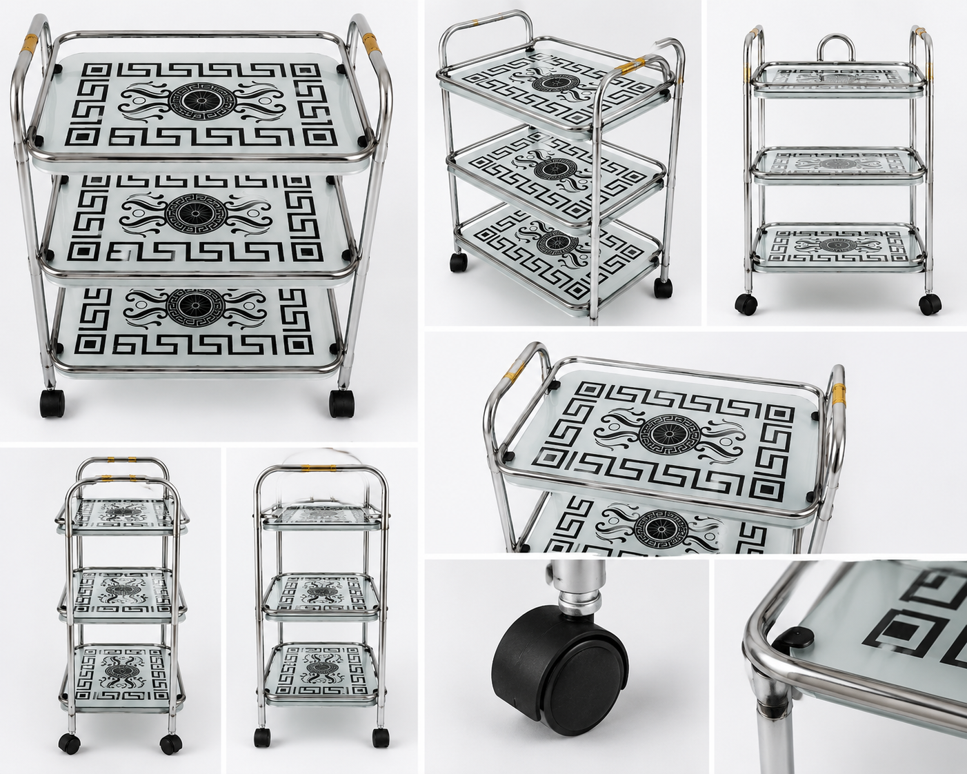 3-Tier Stainless Steel Serving Trolley