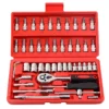 46-Piece Socket Wrench Set  | Complete Ratchet Socket & Screwdriver Bit Tool Kit | Chrome Vanadium Steel Repair Tool Set with Storage Case