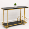 Modern Gold Console Table with Black Marble Top Entryway & Hall Table