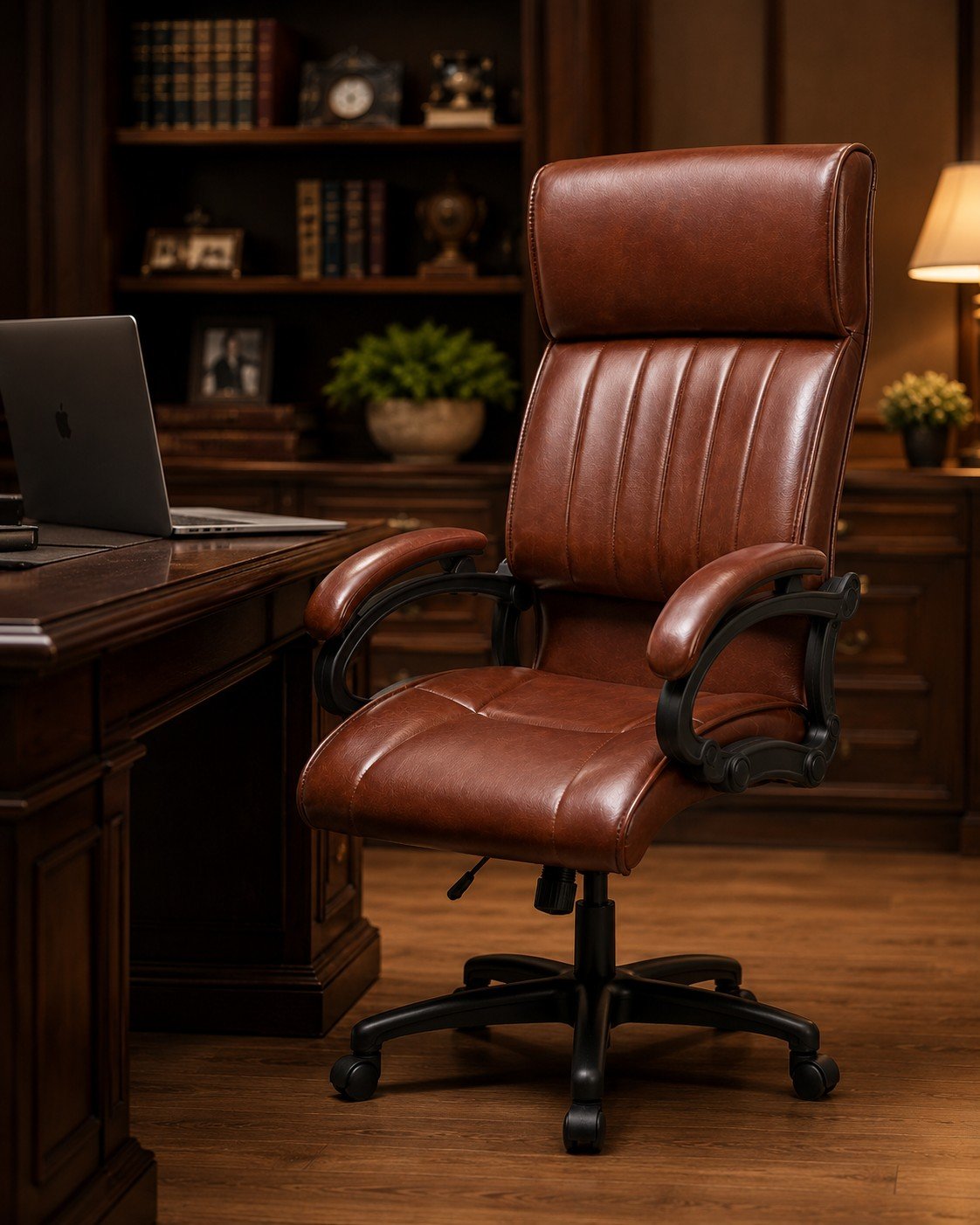 Brown high back executive office chair