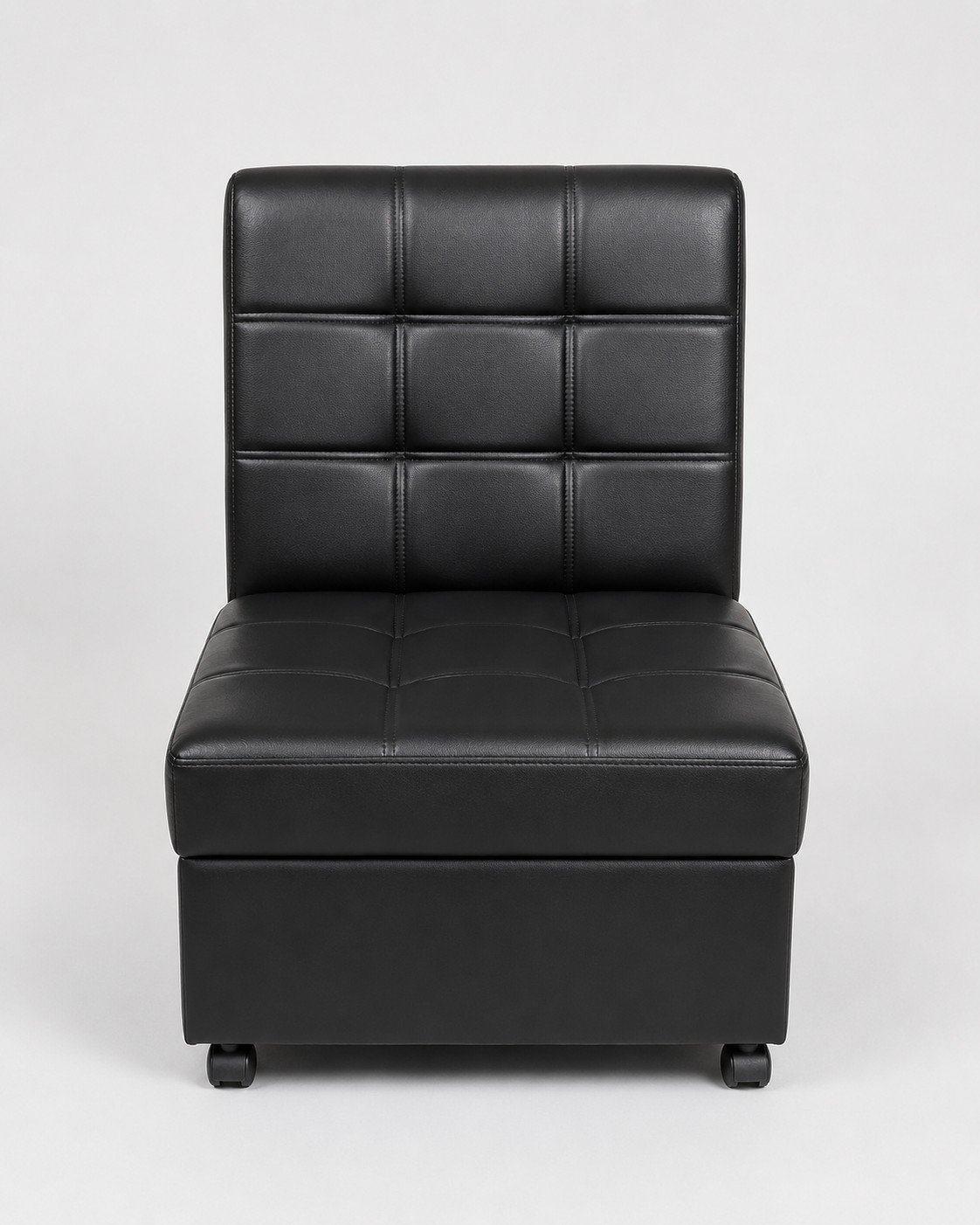 Black padded armless office chair