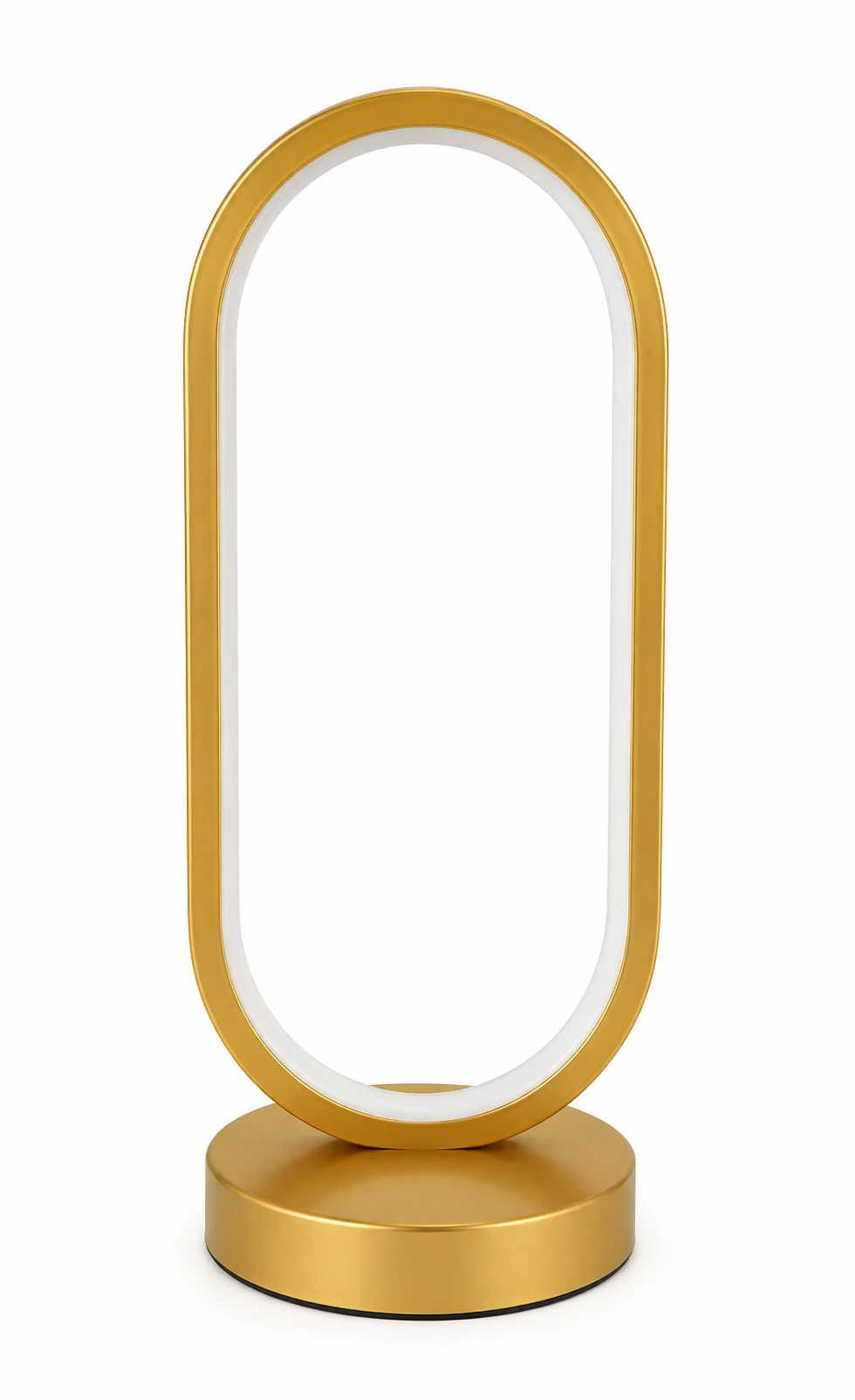 Modern gold LED arch table lamp with warm ambient light