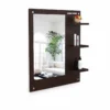 Dark brown decorative wall mirror with shelves