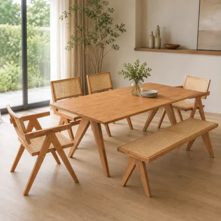 Teak Cane Dining Set - Rattan Furniture