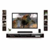 Wenge and White Wall Mount TV Unit with Shelves
