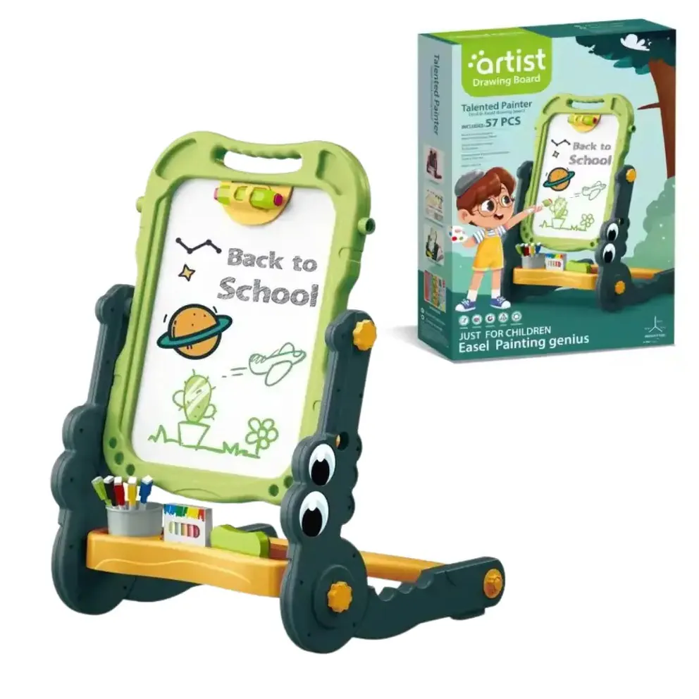 Kids 57-piece magnetic drawing board easel