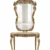 Ornate arched top wall mirror with decorative floral frame 25x41 inches