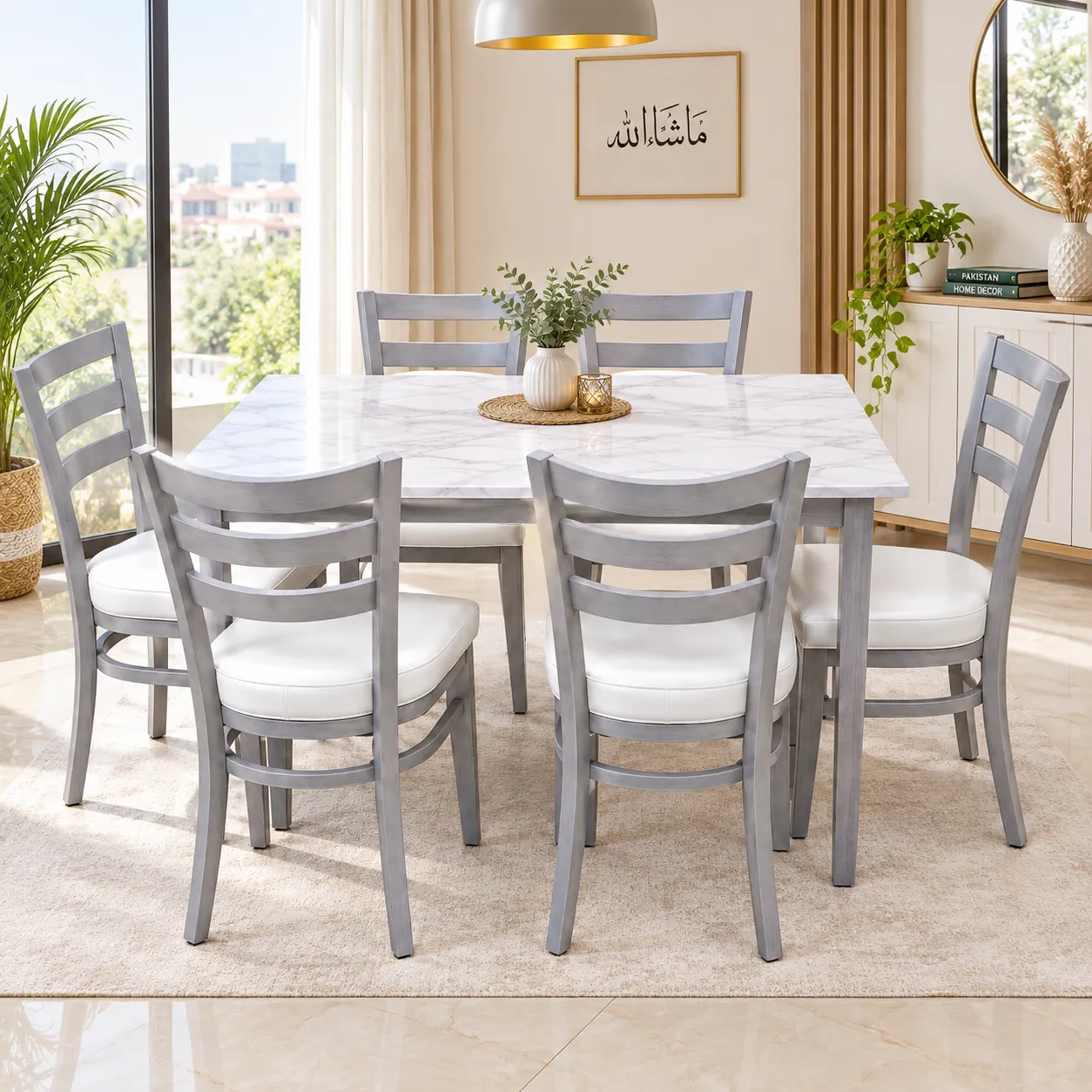 Modern dining table and chairs set